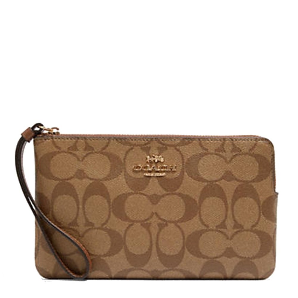 Coach Women's Large Corner Zip Wristlet In Signature Canvas
